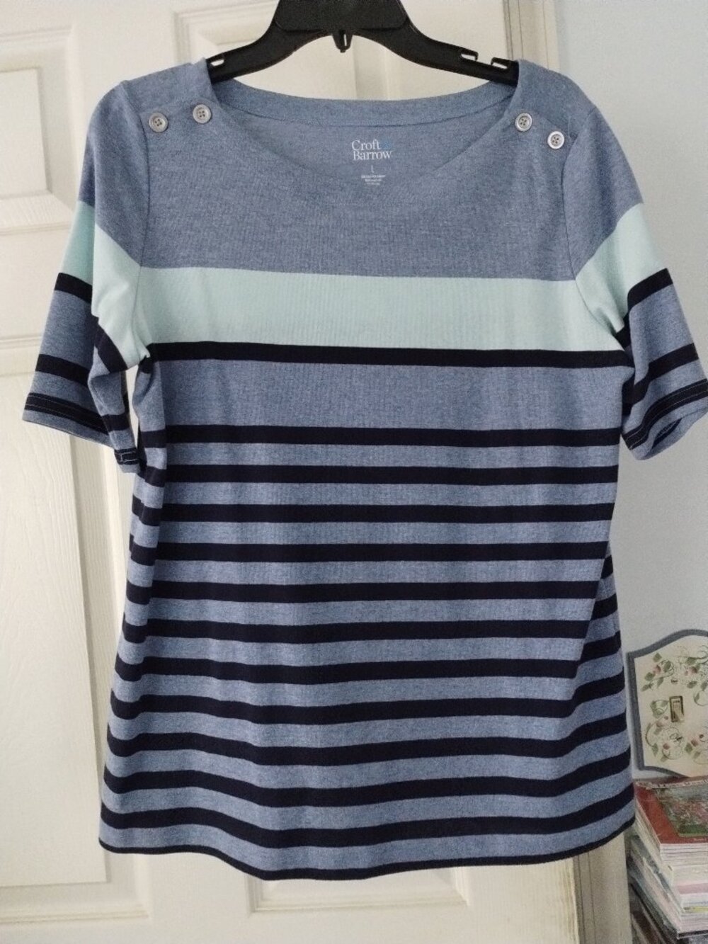 Croft & Barrow multicolored short sleeve top,size- large